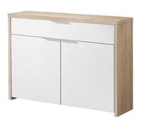 Table Console, Meuble Console avec 2 Portes et 1 tiroir Coloris chêne Cambrian, Blanc- Longueur 101 x Profondeur 30 x Hauteur 76 cm