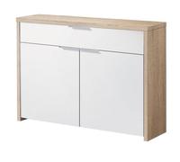 Table console, meuble console avec 2 portes et 1 tiroir coloris chêne cambrian, blanc- longueur 101 x profondeur 30 x hauteur 76 cm