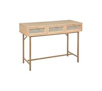 Table Console meuble d'entrée à 3 tiroirs cannage rotin - Longueur 110 x Profondeur 40 x Hauteur 80 cm - -