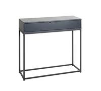 Table console meuble d'entrée coloris gris anthracite et métal noir - Longueur 80 x Profondeur 28 x Hauteur 77 cm
