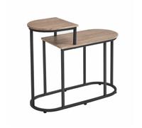Table console meuble d'entrée en MDF-métal coloris naturel-noir - Longueur 72 x Profondeur 30 x Hauteur 60 cm