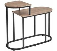 Table console meuble d'entrée en MDF-métal coloris naturel/noir - Longueur 72 x Profondeur 30 x Hauteur 60 cm Bois G