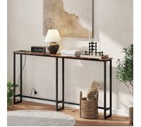 Table console meuble d'entrée pour couloir étroit montage avec notice illustrée patins antidérapants 160 x 20 x 80 cm brun