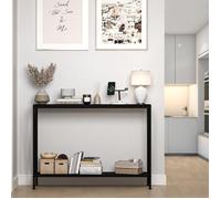 Table console - Meuble Entrée - Noir - Effet Marbre - Style Scandinave - 109x25x76cm