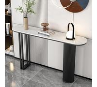 Table console moderne avec étagère de rangement ouverte et base en métal pour salon ou couloir, table de bar étroite derrière le canapé, table d'entrée élégante (100 x 30 x 80 cm)