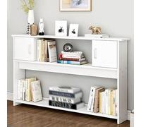 Table console moderne blanche étroite avec rangement ouvert et plaque épaisse, montage facile, 80 x 20 cm