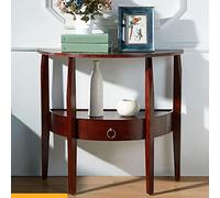 Table console moderne demi-lune du milieu du siècle avec tiroir, table basse en bois massif pour petits appartements, meuble d'appoint de canapé de salon