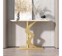 Table console moderne dorée - Table d'entrée industrielle géométrique pour salon, hall, couloir et chambre à coucher - 80 cm derrière le canapé