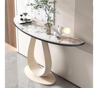 Table Console Moderne du Milieu du siècle avec Base en métal Robuste, Table de canapé Mince for décor de Salon, de Couloir et d'entrée(White,120cm/47.2in)