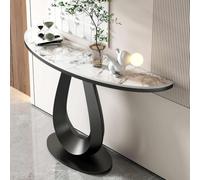 Table Console Moderne du Milieu du siècle avec Base en métal Robuste, Table de canapé Mince for décor de Salon, de Couloir et d'entrée(Black,120cm/47.2in)