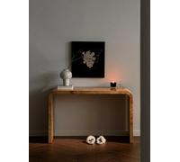 Table console moderne du milieu du siècle en bois de ronce - Bureau d'entrée en bois naturel massif, table de couloir vintage français, table de canapé minimaliste pour foyer, chambre à coucher, salon