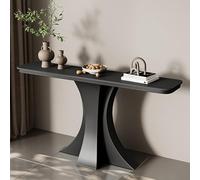 Table console moderne en faux marbre avec base géométrique, table élégante pour entrée, salon, couloir, foyer