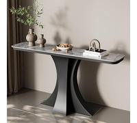 Table console moderne en faux marbre avec base géométrique, table élégante pour entrée, salon, couloir, foyer