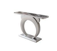 Table console moderne en imitation marbre avec cadre géométrique en métal, table de canapé de 99,8 cm pour couloir et salon, parfaite pour derrière le canapé