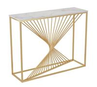 Table console moderne en marbre avec cadre en fer - Table d'entrée élégante pour salon, chambre à coucher, foyer - Design blanc élégant, esthétique minimaliste, qualité