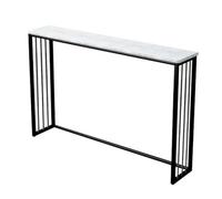 Table console moderne en métal et bois pour salon - Table d'appoint étroite à double niveau avec étagère en bois, parfaite pour derrière le canapé et les petits espaces.
