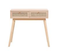 Table console moderne en rotin avec 2 tiroirs pour couloir, chambre à coucher, bureau (cadre naturel) élégante table de rangement et bureau
