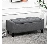 Table console moderne - Entrée rectangulaire avec banc à chaussures rembourré en coton et lin - Tabouret de rangement en bois massif - Décoration d'intérieur élégante pour couloir - 80 x 40 x 45 cm