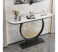 Table console moderne et créative, table d'entrée étroite avec plateau en dalle de pierre, tables de canapé de couloir décoratives avec cadre en métal attrayant, assemblage simple, pour salon, foyer