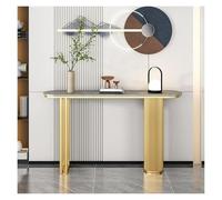 Table Console Moderne for Le Salon, Entrée Étroite avec Plateau en Pierre Renforcé Et Cadre Acier, Canapé for Appartement Ou Décoration De Petit Espace(Gold+Grey,100cm)