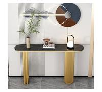 Table Console Moderne for Le Salon, Entrée Étroite avec Plateau en Pierre Renforcé Et Cadre Acier, Canapé for Appartement Ou Décoration De Petit Espace(Gold+Black,100cm)