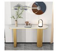 Table Console Moderne for Le Salon, Entrée Étroite avec Plateau en Pierre Renforcé Et Cadre Acier, Canapé for Appartement Ou Décoration De Petit Espace(Gold+White,100cm)