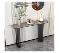 Table Console Moderne for Le Salon, Entrée Étroite avec Plateau en Pierre Renforcé Et Cadre Acier, Canapé for Appartement Ou Décoration De Petit Espace(Black+Grey,140cm)