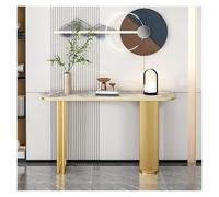 Table Console Moderne for Le Salon, Entrée Étroite avec Plateau en Pierre Renforcé Et Cadre Acier, Canapé for Appartement Ou Décoration De Petit Espace(Gold+Gold,100cm)
