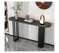 Table Console Moderne for Le Salon, Entrée Étroite avec Plateau en Pierre Renforcé Et Cadre Acier, Canapé for Appartement Ou Décoration De Petit Espace(Black+Black,120cm)
