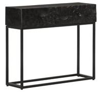 Meuble TV Armoire de Télévision Salon Noir Bois Massif de Manguier et Fer vidaXL
