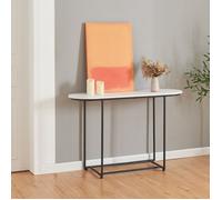 [en.casa] Table Console Polyvalente avec Plateau Rectangulaire Table d'Appoint pour Entrée Couloir Salon Métal Panneau de Particules 120 x 40 x 75 cm Noir Effet Marbre Blanc