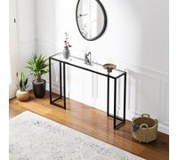 Table console 'Ouby' acier avec plateau en verre 120 x 25 x 73 cm noir
