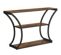 Table Console, Pieds Courbés, Dessus De Table Allongé, Marron Rustique Et Noir Marron