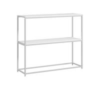 HomCom Table console - Cadre en acier, 2 étagères, design moderne, 100x30x87 cm, blanc