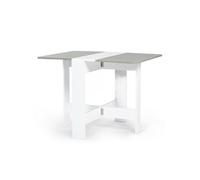 IDMarket Table console pliable EDI, 2-4 personnes, plateau effet béton, blanche, 103 x 76 cm