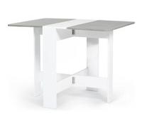 IDMarket Table console pliable EDI, 2-4 personnes, plateau effet béton, blanche, 103 x 76 cm