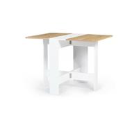 IDMarket - Table Console Pliable EDI 2-4 Personnes Bois Blanc Plateau façon hêtre 103 x 76 cm