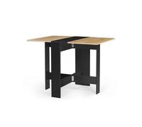 IDMarket - Table console pliante EDI 2-4 personnes bois noir plateau façon hêtre 103 x 76 cm