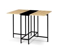 IDMarket Table console pliante EDI 2-4 personnes façon hêtre/noir design industriel 103 x 76 cm