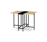 IDMarket - Table Console Pliable EDI 2-4 Personnes façon hêtre et Noir Design Industriel 103 x 76 cm