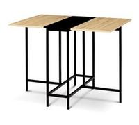 IDMarket - Table Console Pliable EDI 2-4 Personnes façon hêtre et Noir Design Industriel 103 x 76 cm