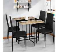 Table console pliable EDI 2-4 personnes façon hêtre et noir design industriel