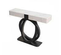 Table console pour entrée avec 2 tiroirs - Table d'appoint étroite et longue derrière le canapé avec double base circulaire en métal pour le salon