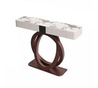 Table console pour entrée avec 2 tiroirs - Table d'appoint étroite et longue derrière le canapé avec double base circulaire en métal pour le salon