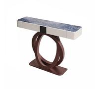 Table console pour entrée avec 2 tiroirs - Table d'appoint étroite et longue derrière le canapé avec double base circulaire en métal pour le salon