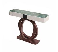 Table console pour entrée avec 2 tiroirs - Table d'appoint étroite et longue derrière le canapé avec double base circulaire en métal pour le salon
