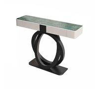 Table console pour entrée avec 2 tiroirs - Table d'appoint étroite et longue derrière le canapé avec double base circulaire en métal pour le salon