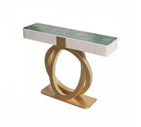 Table console pour entrée avec 2 tiroirs - Table d'appoint étroite et longue derrière le canapé avec double base circulaire en métal pour le salon
