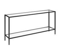 Table console rectangulaire moderne de 162,6 cm de large avec étagère en verre, finition laiton brossé, table d'appoint élégante pour entrée et salon, parfaite pour la décoration du couloir
