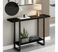 Table console rustique en bois massif - 5 cm d'épaisseur - Table d'entrée industrielle pour canapé ou couloir - Design étroit pour décoration de ferme